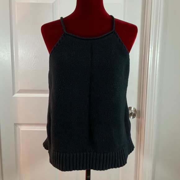 Banana Republic Black Sweater Sleeveless Cable Knit Cotton Tank Size XL - Picture 8 of 8